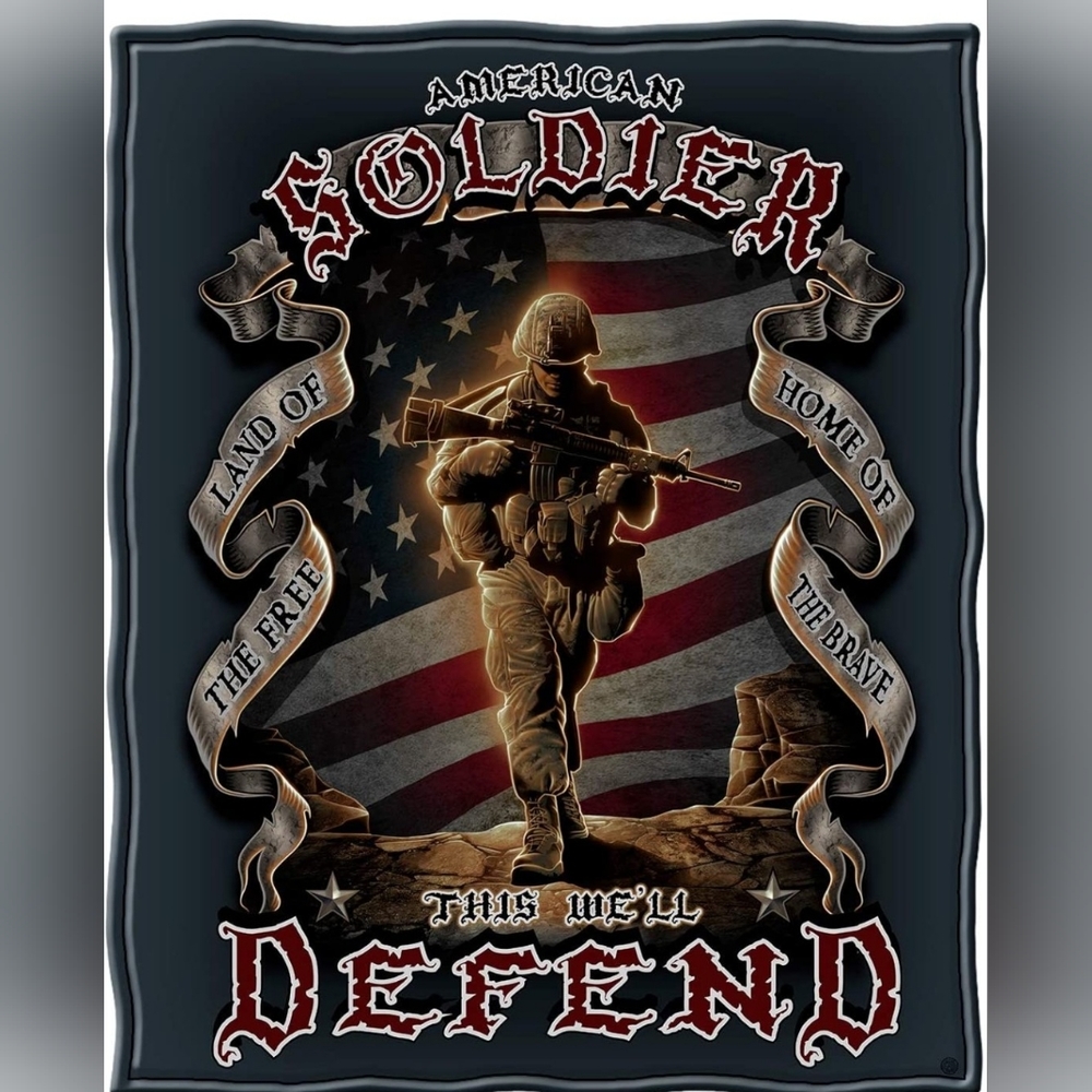 American soldier fleece throw